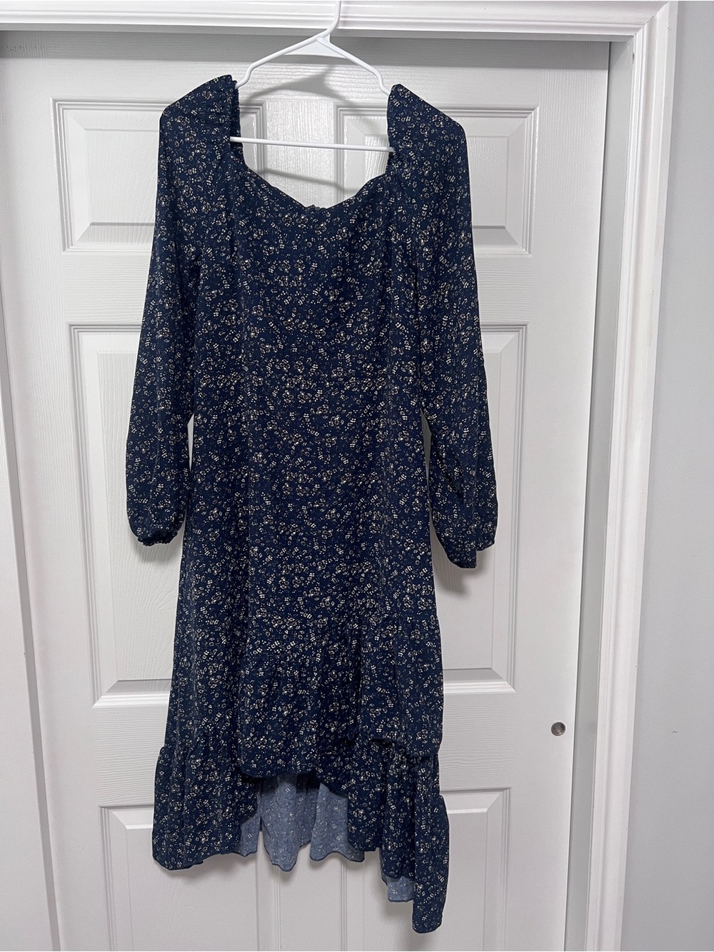 Girls' Navy Floral Long-Sleeve Dress